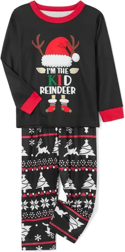 Vista 4 de jxxiatang Pijamas de Navidad familiares para parejas y niños, conjunto de descanso a juego, camisa holgada y pantalones a cuadros, ropa de dormir