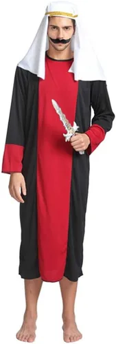 Vista 7 de Sombrero árabe para adulto, sombrero de príncipe árabe del desierto, sombrero de Oriente Medio, sombrero envolvente de Halloween, cosplay, tocado