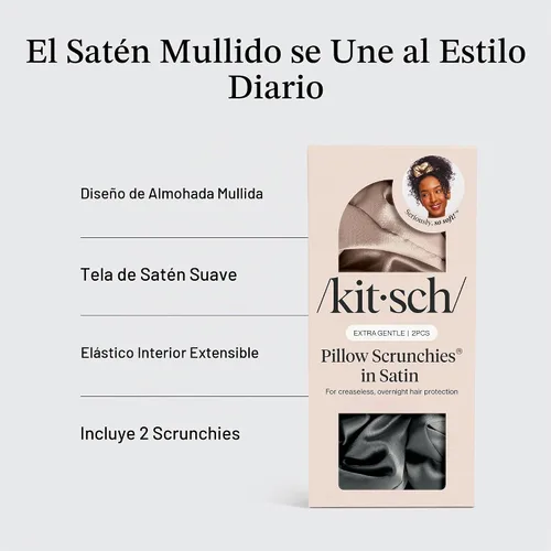 Vista 5 de Kitsch Coleteros de satén de almohada para mujer, color carbón y oro, 2 Dorado