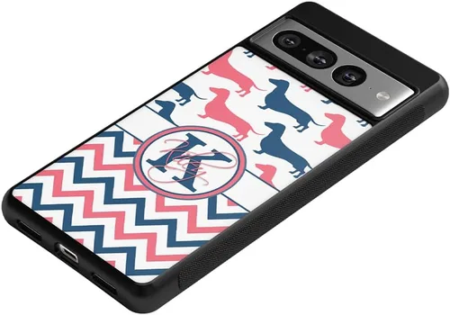 Vista 4 de Dachshund Dog Chevron - Funda de goma negra personalizada compatible con Google Pixel 10, 10 Pro, 10 Pro XL, 9a, 9 Pro, Pixel 9, Pixel 9 Pro XL, 8a