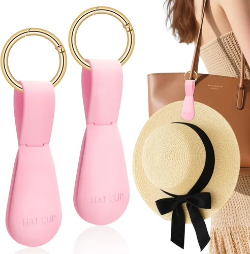 Vista 43 de Clip magnético para sombrero para viajes, 2 soportes de silicona color caqui claro para bolsos, bolsos, equipaje y sombreros de playa, clip