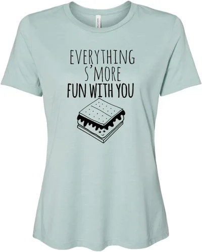 Vista 16 de Cute Women's Screen Printed Crew Neck Tee, Shirts With Sayings, Dusty Blue or Olive