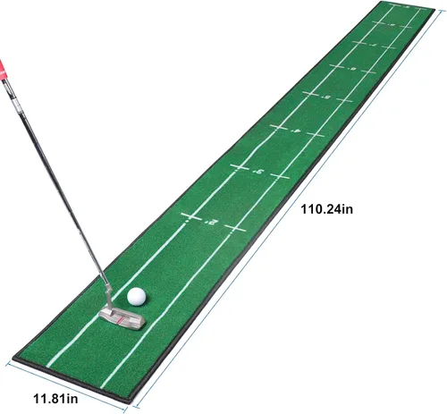 Vista 7 de Alfombrilla de golf para interior y exterior, profesional, práctica de golf, verde, con marcador de distancia, respaldo antideslizante, accesorios