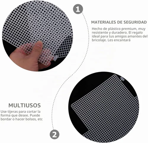 Vista 7 de EXCEART Juego de 12 hojas de lona de plástico para hacer bolsos, 15.7 x 14.4 in de malla resistente de plástico para manualidades, proyectos