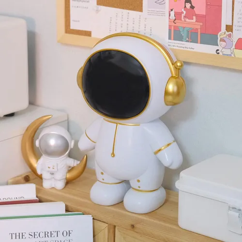 Vista 7 de Alcancía de astronauta, bonita caja de dinero de astronauta, figura de astronauta, decoración de escritorio, estatua, adorno divertido de astronauta