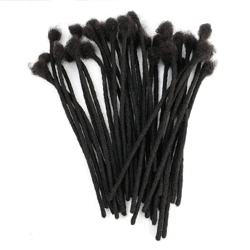Vista 34 de Extensiones de cabello humano Loc de 0.2 cm de ancho, 4 pulgadas, 30 hebras, negro natural 100% completamente hechas a mano, extensiones