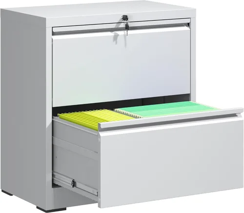 Vista 13 de Archivador de 2 cajones, archivador lateral de metal con cerradura, gabinete organizador de almacenamiento de oficina en casa para archivos de Negro
