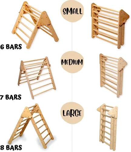 Vista 8 de Montessori Triángulo de escalada de madera para niños Marco de escalada plegable para interiores para niños y niños pequeños Equipo de parque