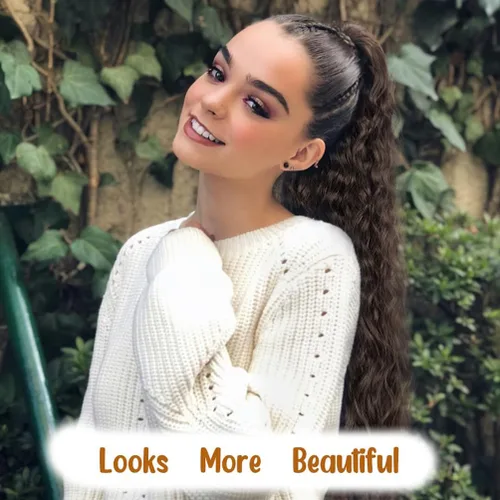 Vista 5 de rosmile Extensión de cola de caballo con ondas de maíz, alrededor de 26 pulgadas de largo, rizada, ondulada, extensión de cola de caballo sintética