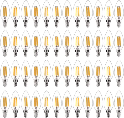 Vista 30 de FLSNT Bombillas LED ámbar para candelabros equivalentes a 40 W, bombillas LED B11 E12, 2200 K blanco cálido, regulable, 330 lm, 96 unidades UL