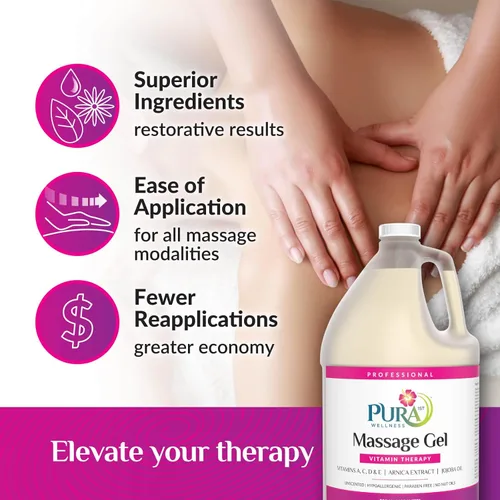 Vista 4 de Vitamin Therapy - Gel de masaje de 1 galón, vitamina E, profesional, terapia de masaje, tejido profundo, sin perfume, hipoalergénico, ingredientes