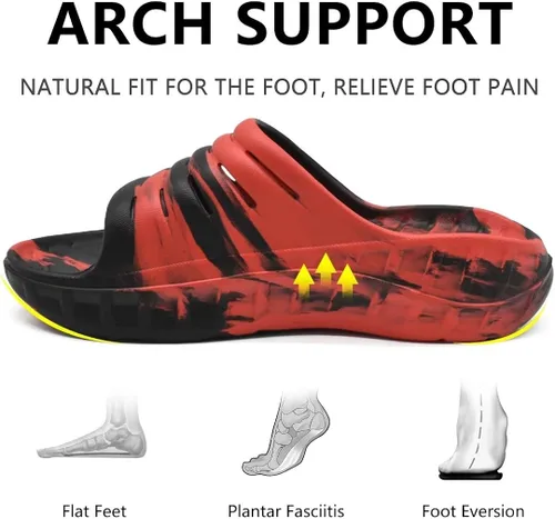 Vista 2 de GPOS Sandalias de recuperación deportiva para hombre, para fascitis plantar, gruesas, acolchadas, ligeras, cómodas, ortopédicas