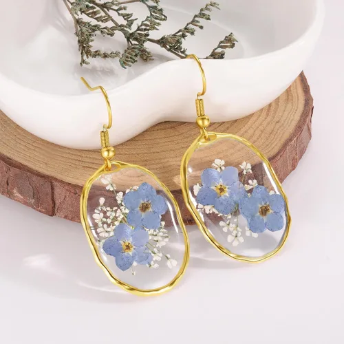 Vista 96 de Forget-Me-Not and Queen Anne's Lace Pressed Wildflower Earrings Pressed Flower Earrings Handmade Drop and Dangle Earrings Gift for Woman