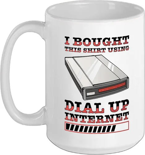 Vista 14 de 90s Nostalgia Retro 90s Dial Up Internet Vintage Ceramic Mug, Black/White