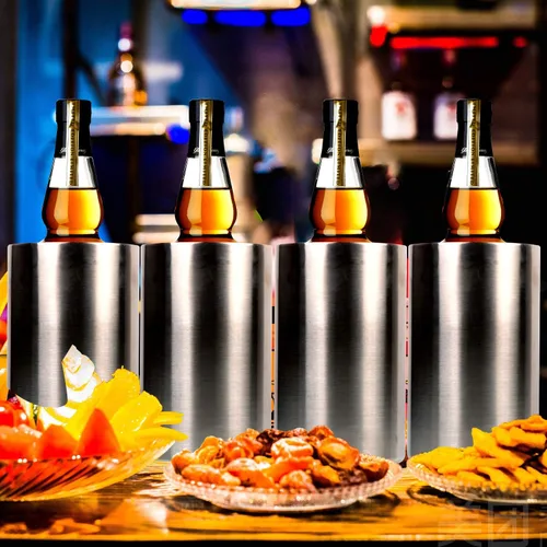 Vista 7 de Jolitac Cubo enfriador de vino, cubo enfriador de vino de doble pared de acero inoxidable, mantiene el frío durante horas, enfriador de botellas
