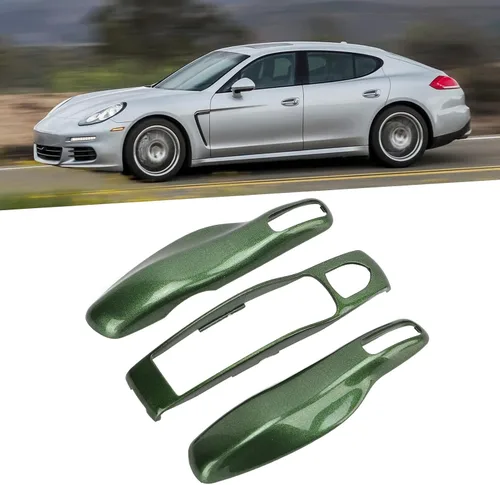 Vista 8 de Fydun Coche Key Fob Cover Shell Protector Key Fob Cover Assembly 3 Piezas para Cayman 911 718 (Verde)