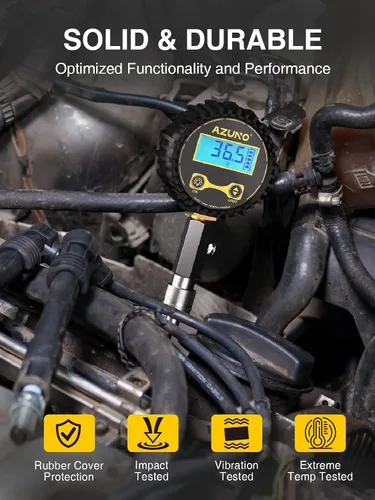 Vista 5 de AZUNO Probador de compresión automotriz, medidor de compresión digital de 200 PSI para cilindro de motor de gasolina, kit de probador de compresión