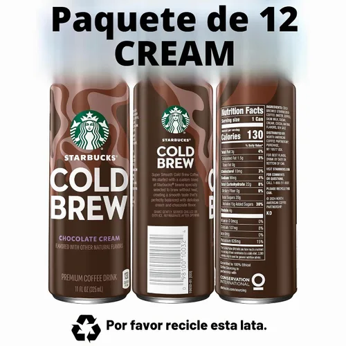 Vista 3 de Starbucks Café Cold Brew, Crema de Chocolate, Latas de 11 fl oz (Paquete de 12), Bebida de Café Premium, Café Helado