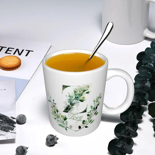 Vista 7 de Tazas de café personalizadas con iniciales y letra de nombre, tazas de nombre personalizadas, regalo divertido para novio y novia, tazas de doble