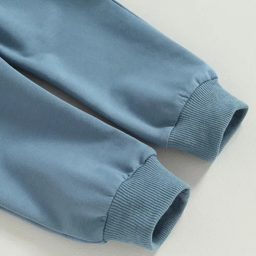 Vista 6 de Conjunto de ropa linda para bebé niño para otoño e invierno con bloques de color a cuadros y manga larga