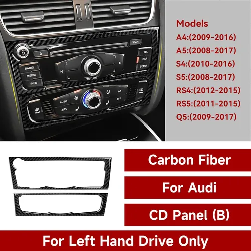 Vista 2 de Adhesivos para panel de CD de aire acondicionado para Audi A4 A5 S4 S5 RS4 RS5 Q5 accesorios de fibra de carbono interior pegatinas, estilo B
