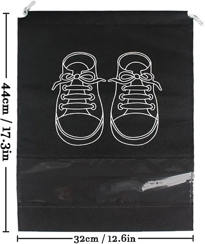 Vista 2 de Juego de 3 bolsas translúcidas para zapatos, grandes bolsas transparentes para zapatos, organizadores de almacenamiento con cuerda, bolsas