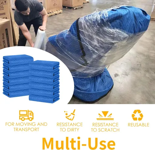 Vista 13 de Paquete de 12 mantas para mudanzas, almohadillas de mudanza de muebles extragrandes de 80 x 72 pulgadas, mantas de embalaje reutilizables