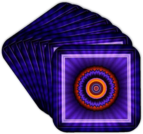 Vista 8 de 3dRose CST_24846_3 Mandala 12 Azul Rojo Oro Brillante Energía Energía Energía Meditación-Cerámica Posavasos Juego de 4