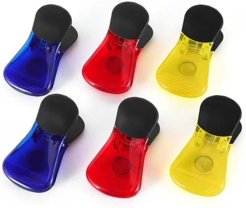 Vista 7 de Juego de clips magnéticos de plástico para refrigerador, clips de papel magnéticos, clips para bolsas de aperitivos, clips multiusos, juego de 6