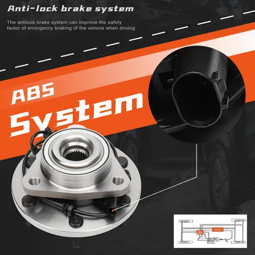 Vista 3 de 515155 Buje de rueda delantera y conjunto de cojinetes con ABS 6 lengüetas para Nissan Titan Armada 4WD 2012 2013 2014 2015