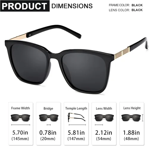 Vista 4 de SIPHEW Gafas de sol polarizadas para mujer, gafas de sol espejadas, gafas de gran tamaño de moda con protección UV400