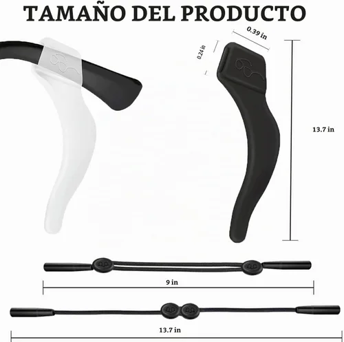 Vista 2 de YMCCOOL 20 pares de sujetadores antideslizantes para gafas con 3 correas ajustables para gafas, retenedor de gafas de cuerda deportiva