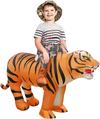 Vista 4 de GOOSH Disfraz inflable de tigre para niños, disfraces de Halloween para niños y niñas, divertido disfraz inflable para fiesta de Halloween, cosplay