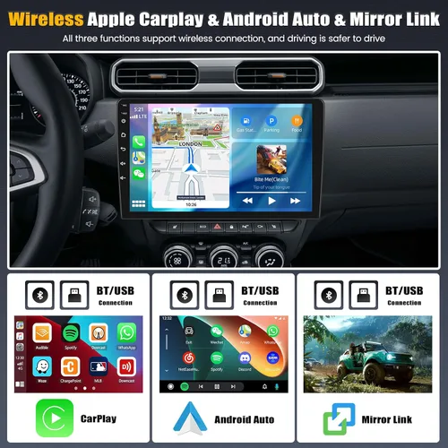 Vista 3 de [2+64G] Android 15 Estéreo de coche para Mazda CX-9 2007-2015 con CarPlay inalámbrico y Android Auto, pantalla táctil IPS de 10.1 pulgadas