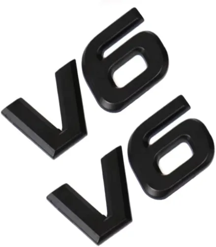Vista 4 de 2 emblemas de aleación de zinc 3D V6, para decoración de coche (negro)