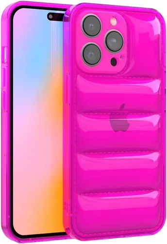 Vista 10 de FELONY CASE - Funda Puffer Naranja Neón para iPhone 12 Pro Max, Cubierta Brillante Transparente Acolchada con Parachoques a Prueba de Golpes - Funda