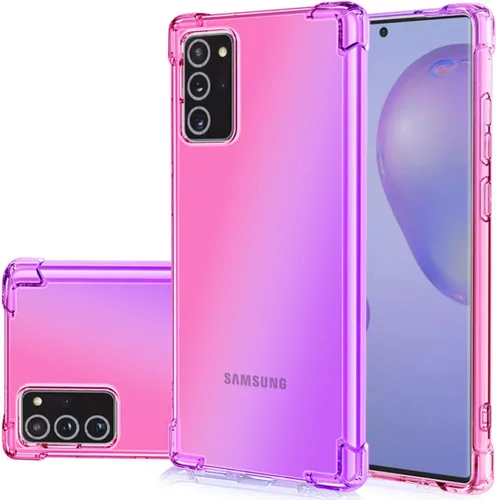 Vista 8 de Funda para Galaxy Note 20, bonita funda de TPU transparente, absorbente de golpes, ligera, azul/rosa