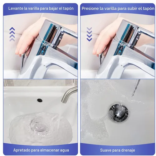 Vista 4 de Enhon Tapones emergentes compatibles con componentes de drenaje Moen, émbolo de drenaje cromado para lavabo de baño, 4-7/8 pulgadas de alto