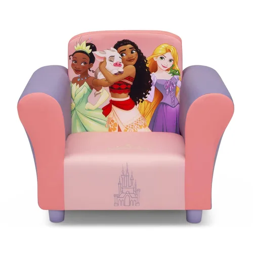 Vista 3 de Delta Children Silla tapizada, princesa Disney y caja de juguetes de lujo, princesa Disney