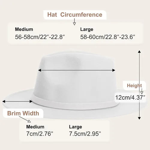 Vista 2 de KUJUHA Women Men Wide Brim Fedora Hat