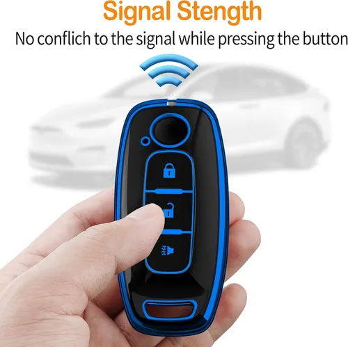 Vista 5 de para Nissan Funda para Llavero con Keychain Protección Completa Suave Carcasa para Llave Estuche para Llave, Azul