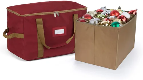 Vista 93 de Covermates Keepsakes Bolsa de almacenamiento ajustable para adornos, con asas de transporte, protección acolchada, ruedas dobles, almacenamiento
