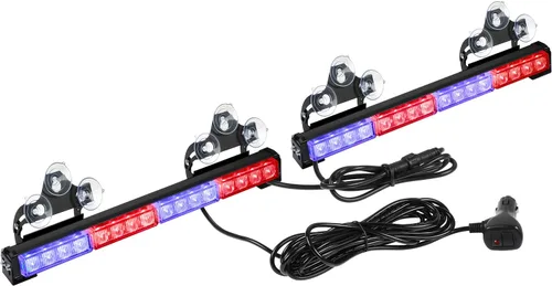 Vista 8 de ASPL - Barra de luz LED intermitente de emergencia de 2 x 16.8 pulgadas, para asesor de tráfico. Barra de luz estroboscópica de 32 LED con 26 Ámbar