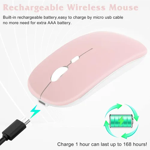 Vista 3 de UrbanX Ratón recargable Bluetooth para Lenovo ThinkPad T450, ratón inalámbrico Bluetooth diseñado para portátil/PC/Mac/iPad