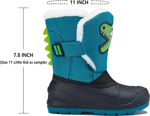 Vista 4 de MORENDL Botas de nieve para niños, impermeables, con forro de piel, cálidas, antideslizantes, para niños y niñas, para caminar al aire libre