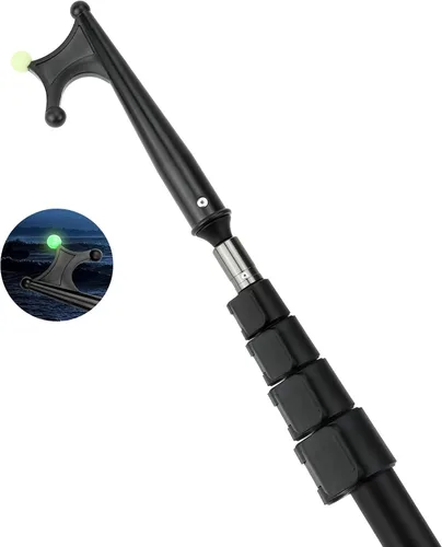 Vista 8 de SANLIKE Aluminum Boat Hook, 5 Section Telescopic Dock Pole, Black Scratch-Resistant Boat Hook With Luminous Bead, Improved Visibility At Docks