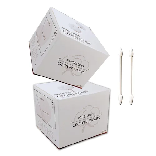 Vista 7 de Hisopos de algodón de maquillaje de precisión, capullos de algodón XL de doble punta con puntas puntiagudas y planas, aplicador de puntas de algodón