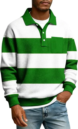 Vista 3 de Camisas de manga larga con botones a cuadros para hombre, con cuello de manga larga, estilo casual, elegante, a cuadros