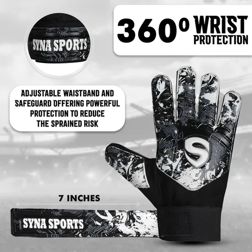 Vista 5 de Guantes de portero de fútbol para niños y jóvenes, guantes de portero de fútbol de 0.157 pulgadas (0.157 in), antideslizantes, resistentes, palma