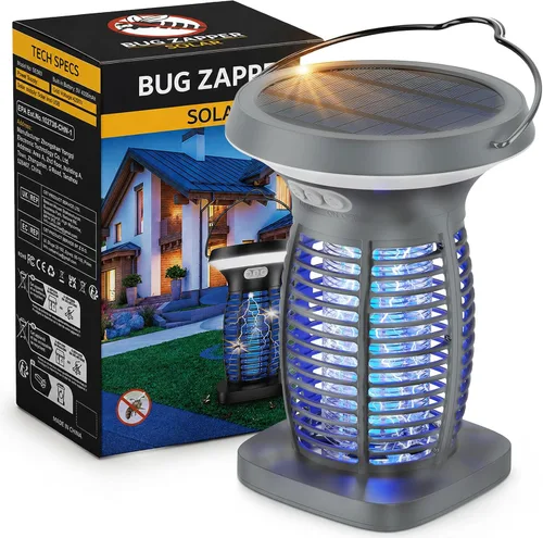 Vista 10 de OnBeam Solar Bug Zapper Outdoor, 4200V Electric Mosquito Killer for Patio Azul profundo